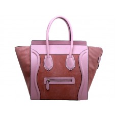 Borsa Tote Celine Luggage Media in Pelle di Vitello Rosa/Casual