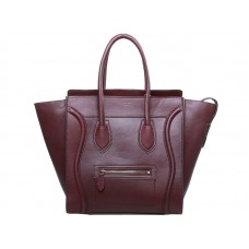 Borsa Tote Media Celine Luggage in Pelle di Vitello Color Vino