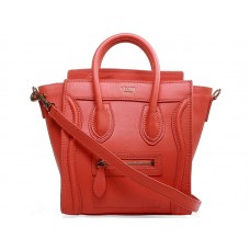 Celine Luggage Mini Tote in pelle di vitello color ciliegia