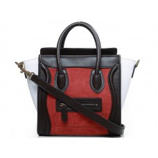 Celine Luggage Mini Tote in pelle di vitello color cioccolato/camoscio arancione rosso
