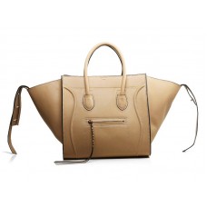 Borsa tote Celine Luggage Phantom Square beige con finiture nere