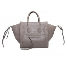 Borsa tote quadrata Phantom Luggage di Celine in coccodrillo color cachi chiaro