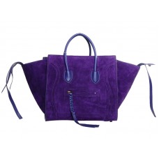 Borsa tote Celine Luggage Phantom Square in pelle scamosciata viola