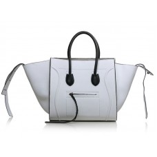 Borsa tote Celine Luggage Phantom Square bianca con nero