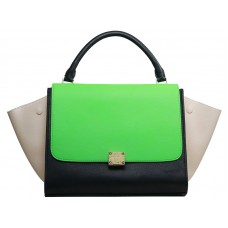 Borsa a tracolla Celine Trapeze in pelle di vitello multicolore verde/nero/crema