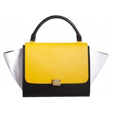 Borsa a tracolla Celine Trapeze in pelle di vitello multicolore giallo/nero/bianco