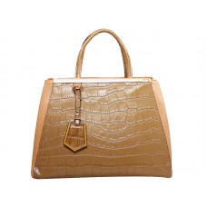 Borsa tote Fendi 2jours in pelle di vitello color coccodrillo beige