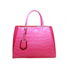 Borsa tote Fendi 2jours in pelle di vitello coccodrillo rosa acceso