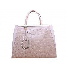 Borsa tote Fendi 2jours in pelle di vitello rosa coccodrillo