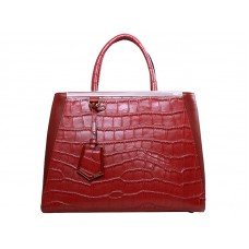 Borsa tote Fendi 2jours in pelle di vitello rosso coccodrillo