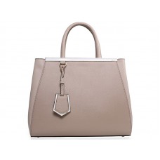 Borsa tote Fendi 2jours in pelle di vitello grigio chiaro