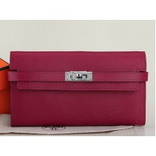 Portafoglio lungo Kelly in pelle di vitello originale Hermes Epsom Bordeaux