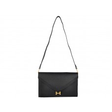 Hermes Pilot Envelope Clutch nera con finiture dorate