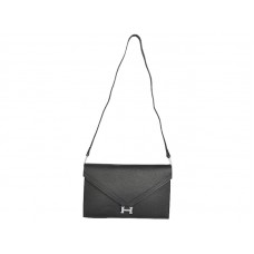 Hermes Pilot Envelope Clutch nera con finiture argentate