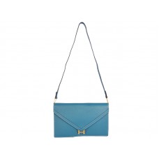 Hermes Pilot Envelope Clutch blu con finiture dorate