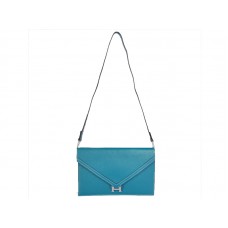 Hermes Pilot Envelope Clutch blu con finiture argentate