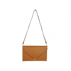 Pochette Hermes Pilot Envelope Camel con finiture dorate