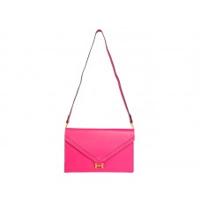 Pochette Hermes Pilot Envelope rosa shocking con finiture dorate