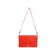 Hermes Pilot Envelope Clutch rossa con finiture argentate