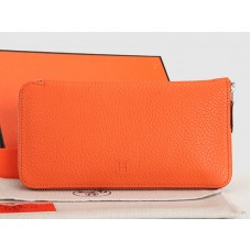 Portafoglio Hermes con cerniera in pelle originale arancione