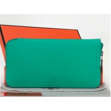 Portafoglio Hermes con cerniera in pelle originale verde anguria