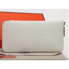 Portafoglio Hermes con cerniera in pelle originale bianco anguria