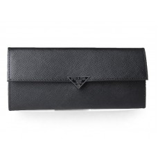 Portafoglio bifold in pelle di vitello Saffiano Prada nero