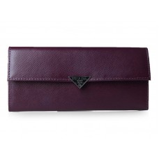Portafoglio bifold in pelle di vitello Saffiano Prada viola