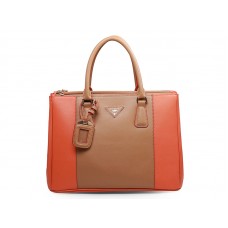 Borsa Prada Saffiano Lux marrone con arancione
