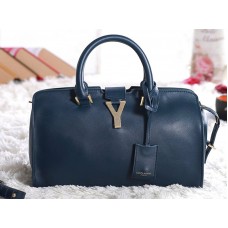 Borsa a mano originale in pelle Cabas Chyc Yves Saint Laurent blu scuro