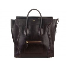 Borsa grande Celine Luggage in pelle di vitello color cioccolato