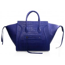 Borsa tote Celine Luggage Phantom Square Croc Violet