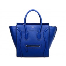 Borsa tote media Celine Luggage in pelle di vitello blu reale