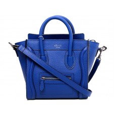 Celine Luggage Mini Tote in pelle di vitello blu