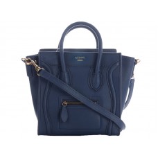 Celine Luggage Mini Tote in pelle di vitello blu scuro