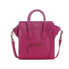 Celine Luggage Mini Tote in pelle di vitello rosa shocking
