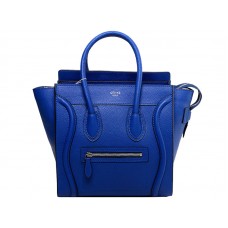 Borsa tote media Celine Luggage in pelle di vitello blu