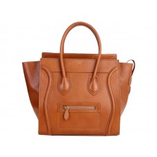 Borsa Tote media Celine Luggage in pelle di vitello color cammello