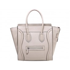 Borsa Tote media Celine Luggage in pelle di vitello color cachi chiaro
