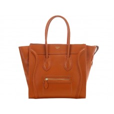 Borsa Tote media Celine Luggage in pelle di vitello arancione