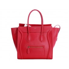 Borsa Tote media Celine Luggage in pelle di vitello rossa