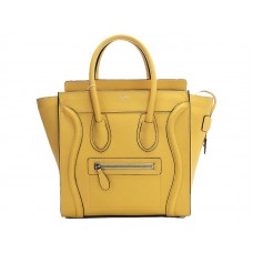 Borsa Tote media Celine Luggage in pelle di vitello gialla