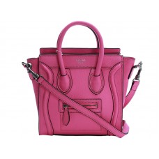 Celine Luggage Mini Tote in pelle di vitello rosa fluo