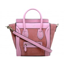 Celine Luggage Mini Tote in pelle di vitello rosa/camoscio rosa