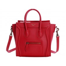 Celine Luggage Mini Tote in pelle di vitello rossa