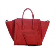 Borsa tote quadrata Phantom Luggage di Celine, colore ciliegia, con finiture nere