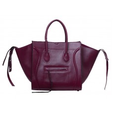 Borsa tote quadrata Phantom Luggage di Celine, colore vino con finiture nere