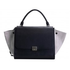 Borsa a tracolla Celine Trapeze in pelle di vitello nera/crema