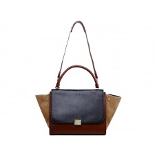 Borsa a tracolla Celine Trapeze in pelle di vitello multicolore nera/vino/marrone