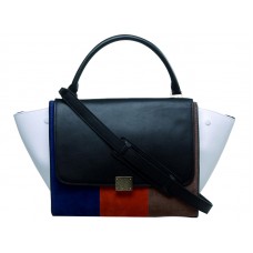 Borsa a tracolla Celine Trapeze in pelle di vitello multicolore nera/blu/arancione/beige/bianca